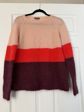 Colorblock Crewneck Sweater in Pink, Red & Maroon